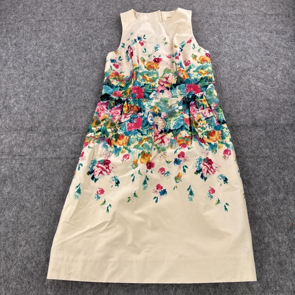 Maeve Dresses & Skirts - Maeve Anthropologie Dress Womens 4 Ivory Floral Sleeveless Lined Fit & Flare